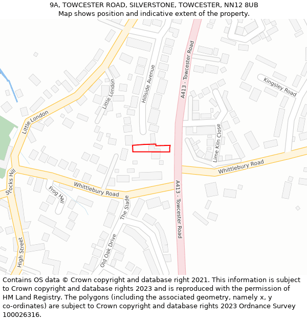9A, TOWCESTER ROAD, SILVERSTONE, TOWCESTER, NN12 8UB: Location map and indicative extent of plot