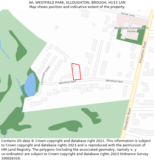 9A, WESTFIELD PARK, ELLOUGHTON, BROUGH, HU15 1AN: Location map and indicative extent of plot
