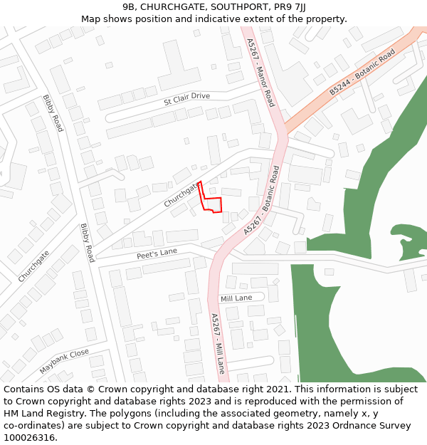 9B, CHURCHGATE, SOUTHPORT, PR9 7JJ: Location map and indicative extent of plot