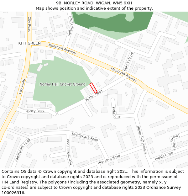 9B, NORLEY ROAD, WIGAN, WN5 9XH: Location map and indicative extent of plot