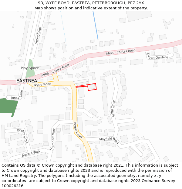 9B, WYPE ROAD, EASTREA, PETERBOROUGH, PE7 2AX: Location map and indicative extent of plot