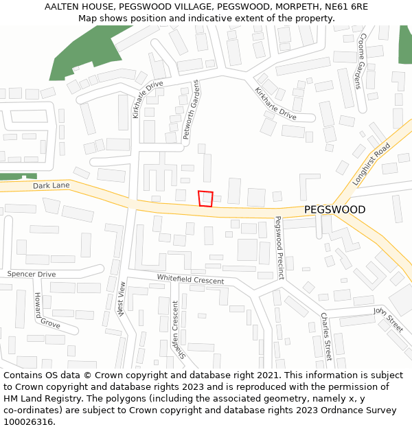 AALTEN HOUSE, PEGSWOOD VILLAGE, PEGSWOOD, MORPETH, NE61 6RE: Location map and indicative extent of plot