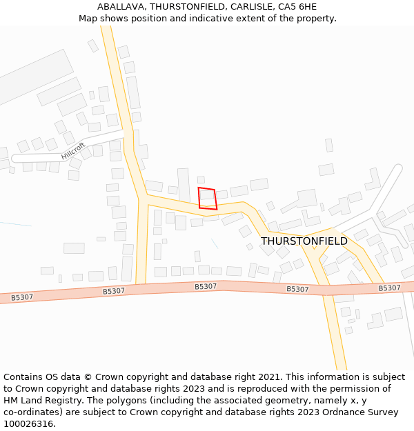 ABALLAVA, THURSTONFIELD, CARLISLE, CA5 6HE: Location map and indicative extent of plot