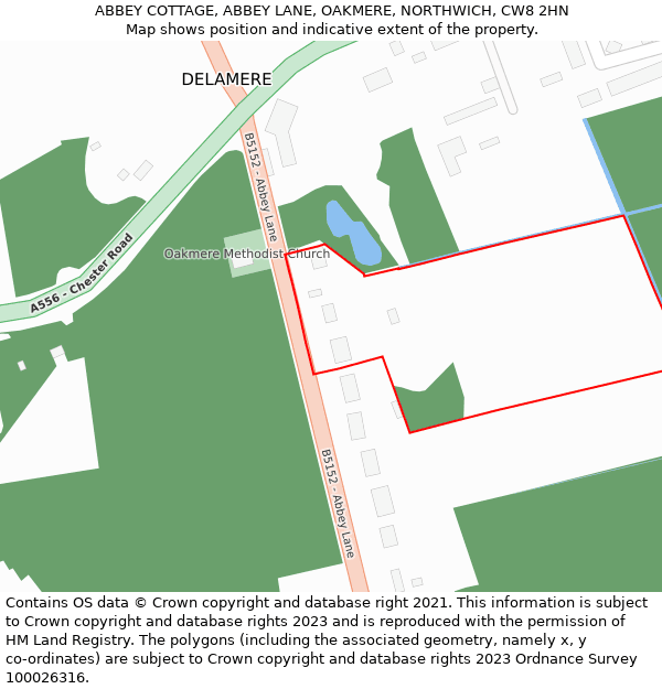 ABBEY COTTAGE, ABBEY LANE, OAKMERE, NORTHWICH, CW8 2HN: Location map and indicative extent of plot