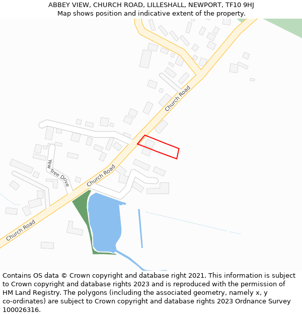ABBEY VIEW, CHURCH ROAD, LILLESHALL, NEWPORT, TF10 9HJ: Location map and indicative extent of plot