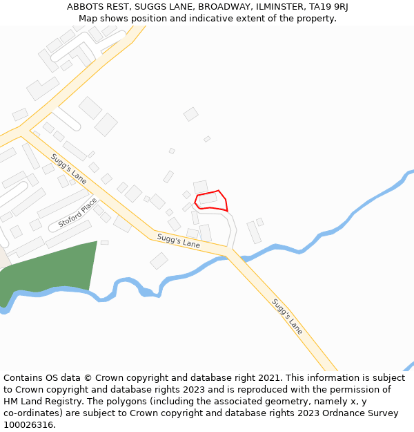 ABBOTS REST, SUGGS LANE, BROADWAY, ILMINSTER, TA19 9RJ: Location map and indicative extent of plot