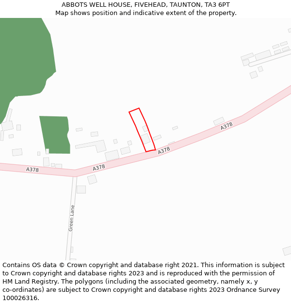 ABBOTS WELL HOUSE, FIVEHEAD, TAUNTON, TA3 6PT: Location map and indicative extent of plot