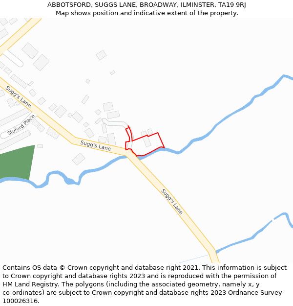 ABBOTSFORD, SUGGS LANE, BROADWAY, ILMINSTER, TA19 9RJ: Location map and indicative extent of plot