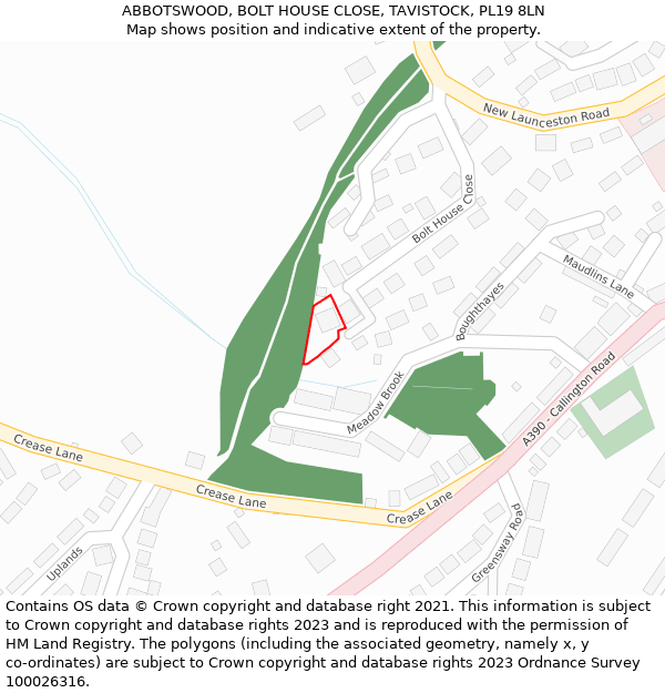 ABBOTSWOOD, BOLT HOUSE CLOSE, TAVISTOCK, PL19 8LN: Location map and indicative extent of plot