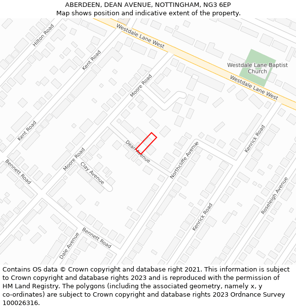 ABERDEEN, DEAN AVENUE, NOTTINGHAM, NG3 6EP: Location map and indicative extent of plot