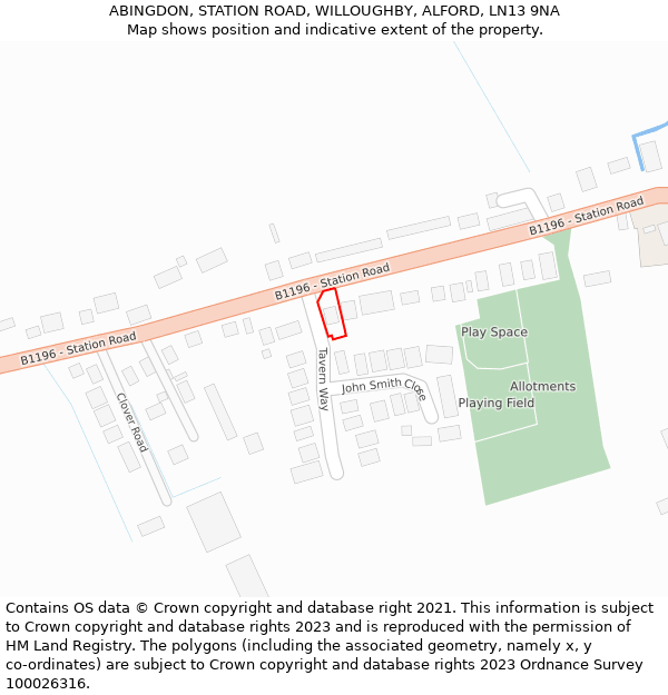 ABINGDON, STATION ROAD, WILLOUGHBY, ALFORD, LN13 9NA: Location map and indicative extent of plot