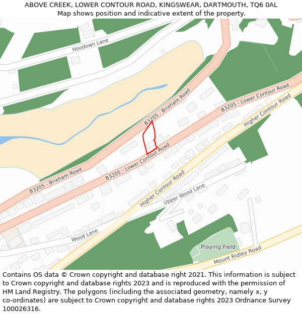 ABOVE CREEK, LOWER CONTOUR ROAD, KINGSWEAR, DARTMOUTH, TQ6 0AL: Location map and indicative extent of plot