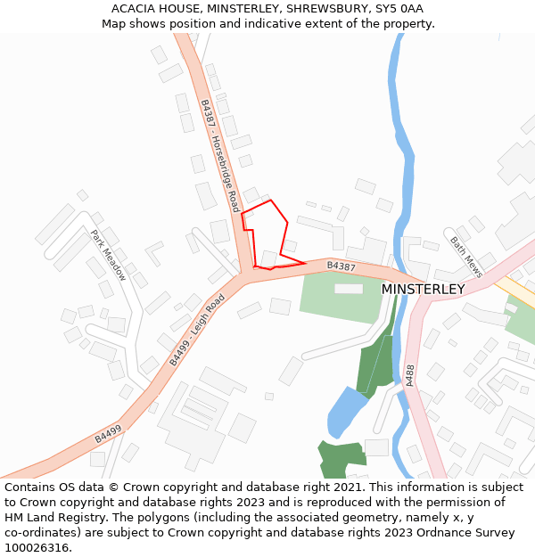 ACACIA HOUSE, MINSTERLEY, SHREWSBURY, SY5 0AA: Location map and indicative extent of plot