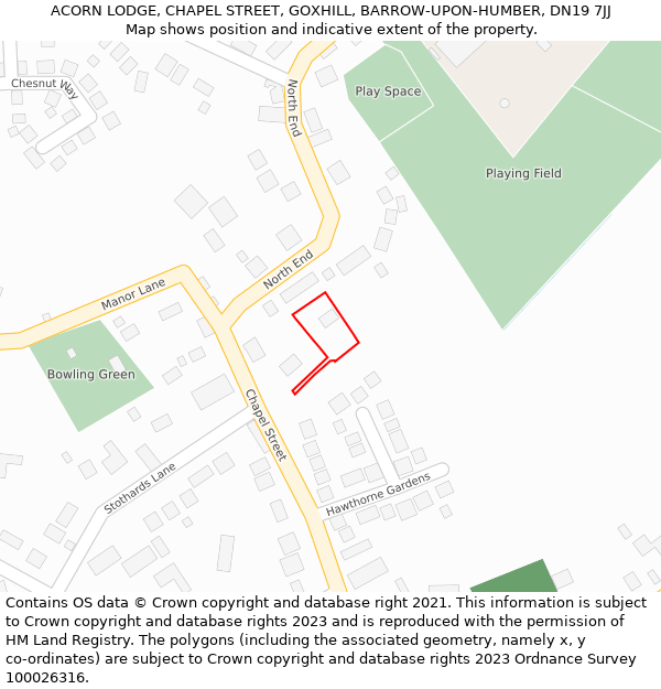 ACORN LODGE, CHAPEL STREET, GOXHILL, BARROW-UPON-HUMBER, DN19 7JJ: Location map and indicative extent of plot