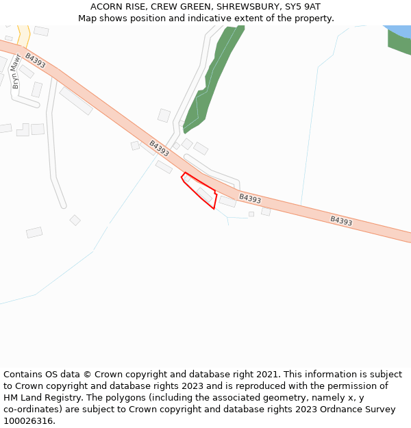 ACORN RISE, CREW GREEN, SHREWSBURY, SY5 9AT: Location map and indicative extent of plot