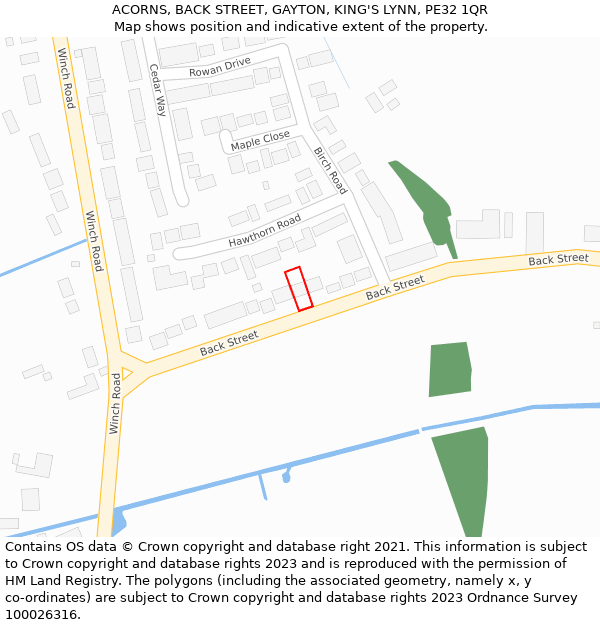 ACORNS, BACK STREET, GAYTON, KING'S LYNN, PE32 1QR: Location map and indicative extent of plot