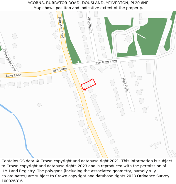 ACORNS, BURRATOR ROAD, DOUSLAND, YELVERTON, PL20 6NE: Location map and indicative extent of plot