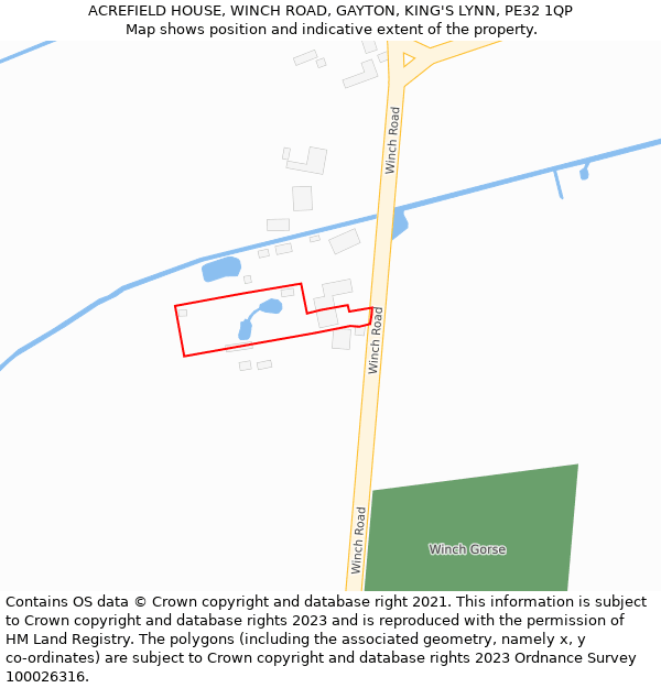 ACREFIELD HOUSE, WINCH ROAD, GAYTON, KING'S LYNN, PE32 1QP: Location map and indicative extent of plot