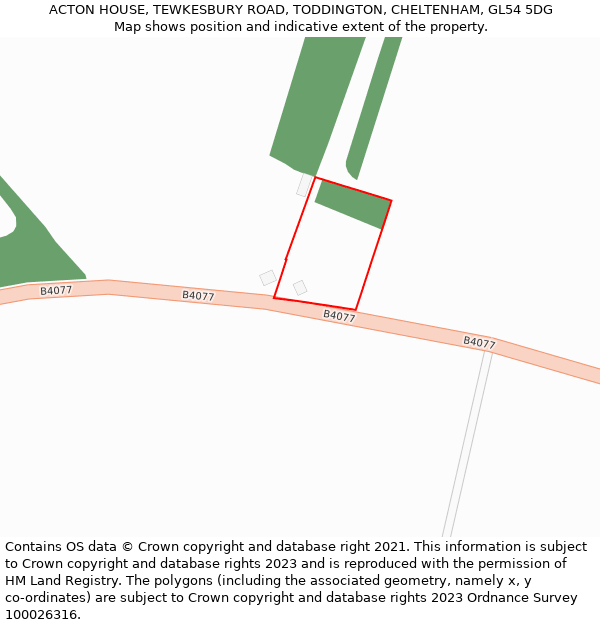 ACTON HOUSE, TEWKESBURY ROAD, TODDINGTON, CHELTENHAM, GL54 5DG: Location map and indicative extent of plot
