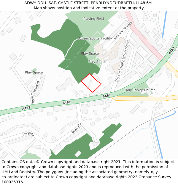 ADWY DDU ISAF, CASTLE STREET, PENRHYNDEUDRAETH, LL48 6AL: Location map and indicative extent of plot