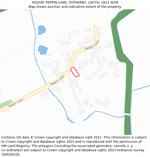 ADZAM, PEPPIN LANE, FOTHERBY, LOUTH, LN11 0UW: Location map and indicative extent of plot