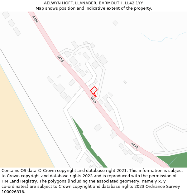 AELWYN HOFF, LLANABER, BARMOUTH, LL42 1YY: Location map and indicative extent of plot