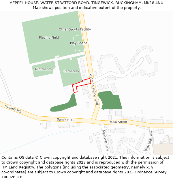 AEPPEL HOUSE, WATER STRATFORD ROAD, TINGEWICK, BUCKINGHAM, MK18 4NU: Location map and indicative extent of plot