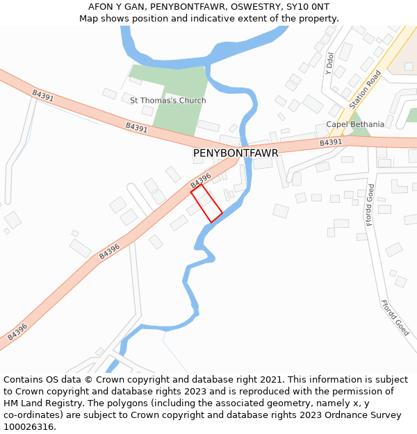 AFON Y GAN, PENYBONTFAWR, OSWESTRY, SY10 0NT: Location map and indicative extent of plot