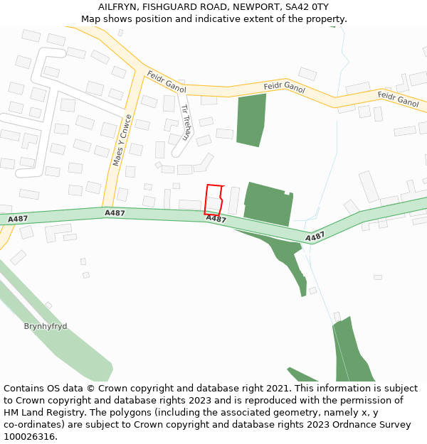 AILFRYN, FISHGUARD ROAD, NEWPORT, SA42 0TY: Location map and indicative extent of plot