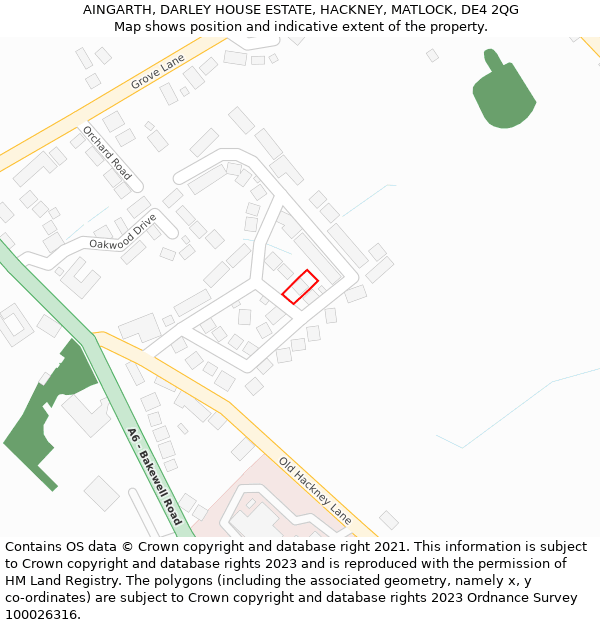 AINGARTH, DARLEY HOUSE ESTATE, HACKNEY, MATLOCK, DE4 2QG: Location map and indicative extent of plot