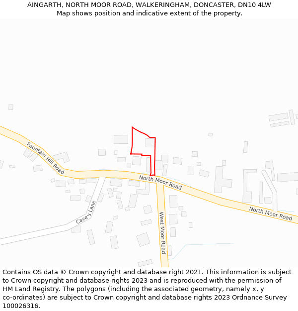 AINGARTH, NORTH MOOR ROAD, WALKERINGHAM, DONCASTER, DN10 4LW: Location map and indicative extent of plot