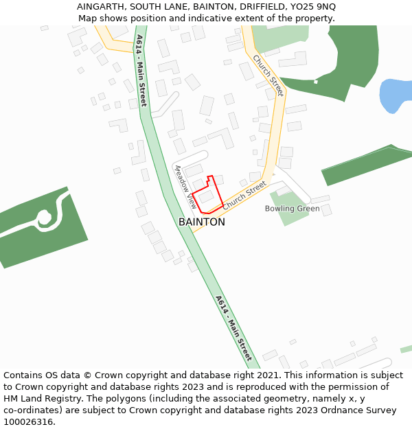 AINGARTH, SOUTH LANE, BAINTON, DRIFFIELD, YO25 9NQ: Location map and indicative extent of plot