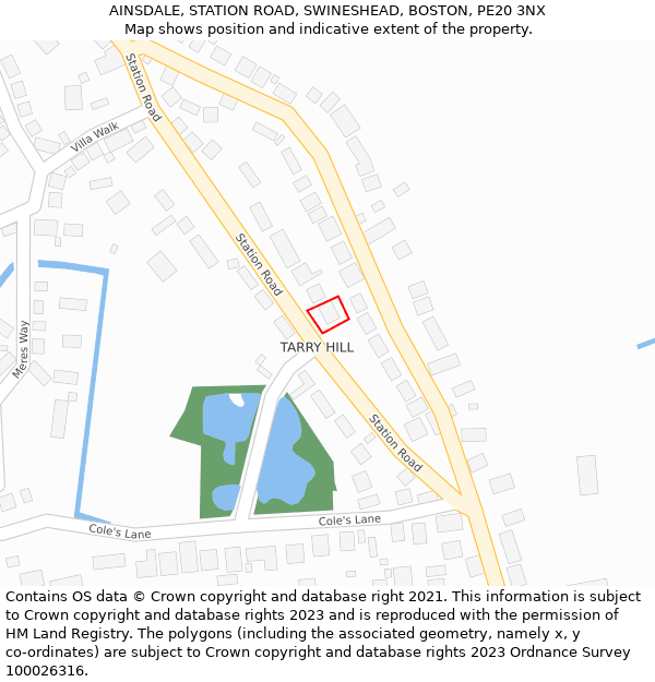 AINSDALE, STATION ROAD, SWINESHEAD, BOSTON, PE20 3NX: Location map and indicative extent of plot
