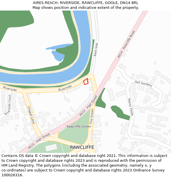 AIRES REACH, RIVERSIDE, RAWCLIFFE, GOOLE, DN14 8RL: Location map and indicative extent of plot