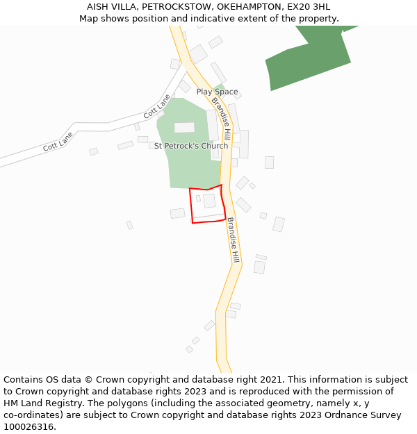 AISH VILLA, PETROCKSTOW, OKEHAMPTON, EX20 3HL: Location map and indicative extent of plot