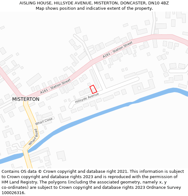 AISLING HOUSE, HILLSYDE AVENUE, MISTERTON, DONCASTER, DN10 4BZ: Location map and indicative extent of plot