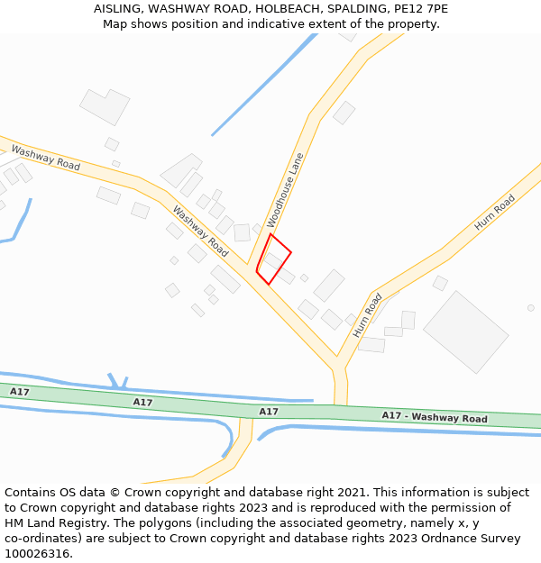 AISLING, WASHWAY ROAD, HOLBEACH, SPALDING, PE12 7PE: Location map and indicative extent of plot