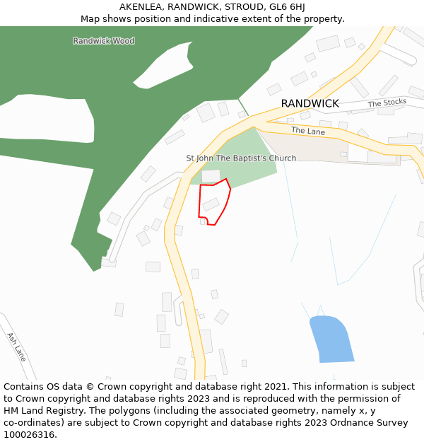 AKENLEA, RANDWICK, STROUD, GL6 6HJ: Location map and indicative extent of plot