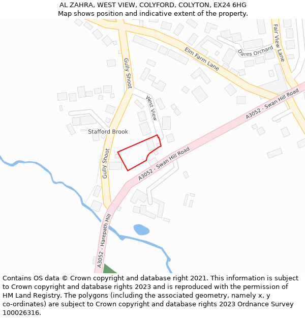 AL ZAHRA, WEST VIEW, COLYFORD, COLYTON, EX24 6HG: Location map and indicative extent of plot