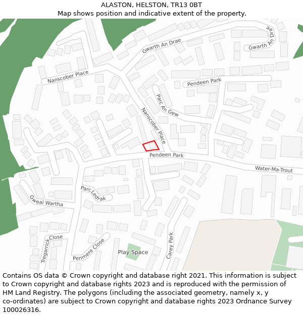 ALASTON, HELSTON, TR13 0BT: Location map and indicative extent of plot
