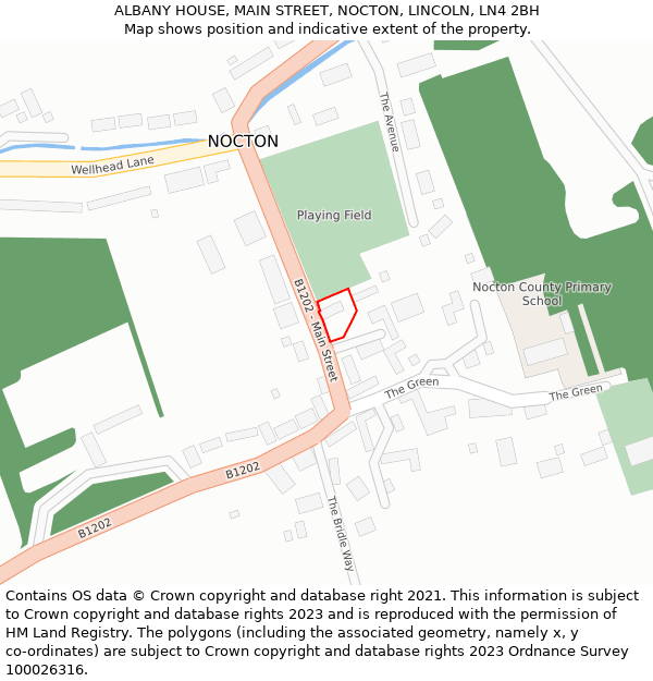 ALBANY HOUSE, MAIN STREET, NOCTON, LINCOLN, LN4 2BH: Location map and indicative extent of plot