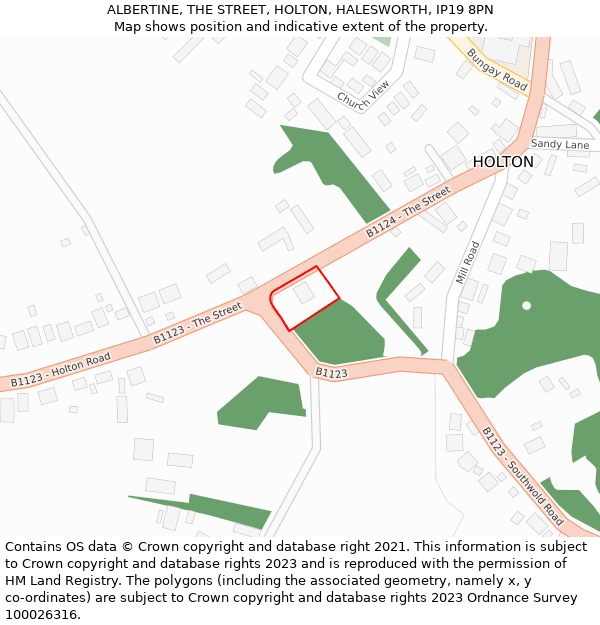 ALBERTINE, THE STREET, HOLTON, HALESWORTH, IP19 8PN: Location map and indicative extent of plot