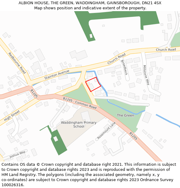 ALBION HOUSE, THE GREEN, WADDINGHAM, GAINSBOROUGH, DN21 4SX: Location map and indicative extent of plot