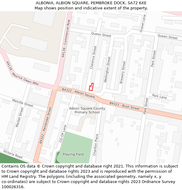 ALBONIA, ALBION SQUARE, PEMBROKE DOCK, SA72 6XE: Location map and indicative extent of plot