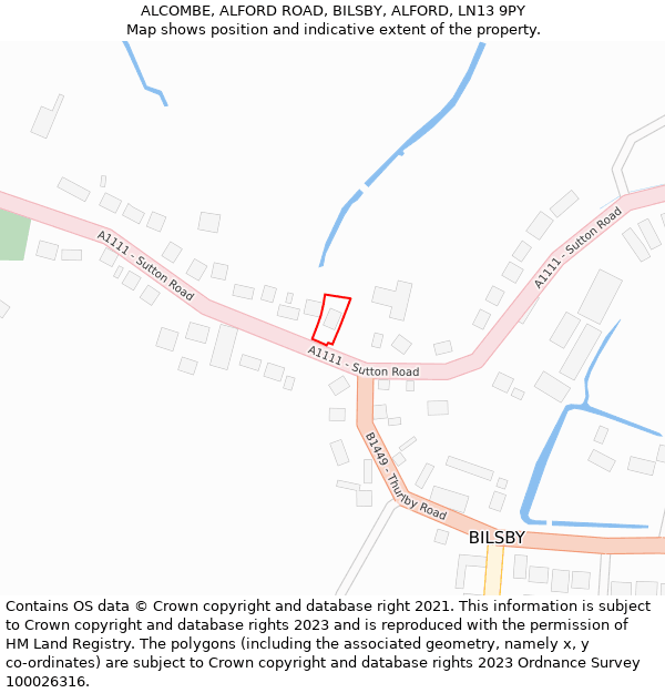 ALCOMBE, ALFORD ROAD, BILSBY, ALFORD, LN13 9PY: Location map and indicative extent of plot