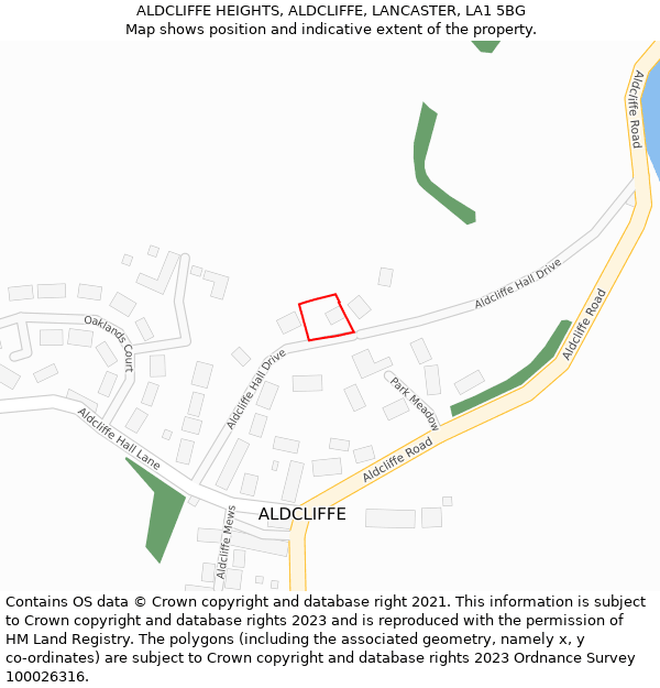 ALDCLIFFE HEIGHTS, ALDCLIFFE, LANCASTER, LA1 5BG: Location map and indicative extent of plot