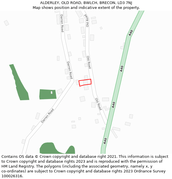 ALDERLEY, OLD ROAD, BWLCH, BRECON, LD3 7NJ: Location map and indicative extent of plot