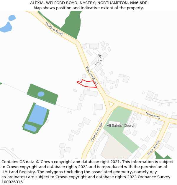 ALEXIA, WELFORD ROAD, NASEBY, NORTHAMPTON, NN6 6DF: Location map and indicative extent of plot