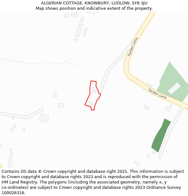 ALGERIAN COTTAGE, KNOWBURY, LUDLOW, SY8 3JU: Location map and indicative extent of plot