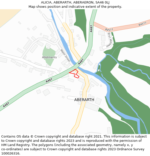 ALICIA, ABERARTH, ABERAERON, SA46 0LJ: Location map and indicative extent of plot
